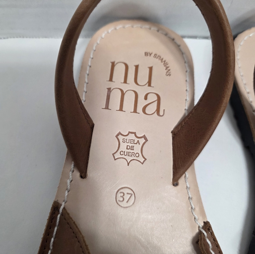 Numa By Spanians Brown Leather Sandals Sz 37 - Picture 6 of 9